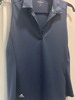 adidas Navy Sleeveless Golf Polo Top